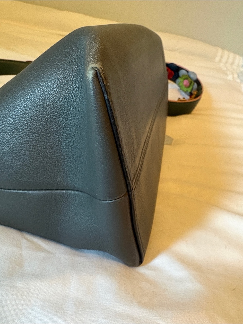 Fendi Gray Leather “by the way” Crossbody with Multicolor leather Floral Strap. - Picture 7 of 8